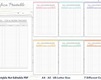 Pet Flea Tick Worm Tracker, Printable Health Log (PDF)