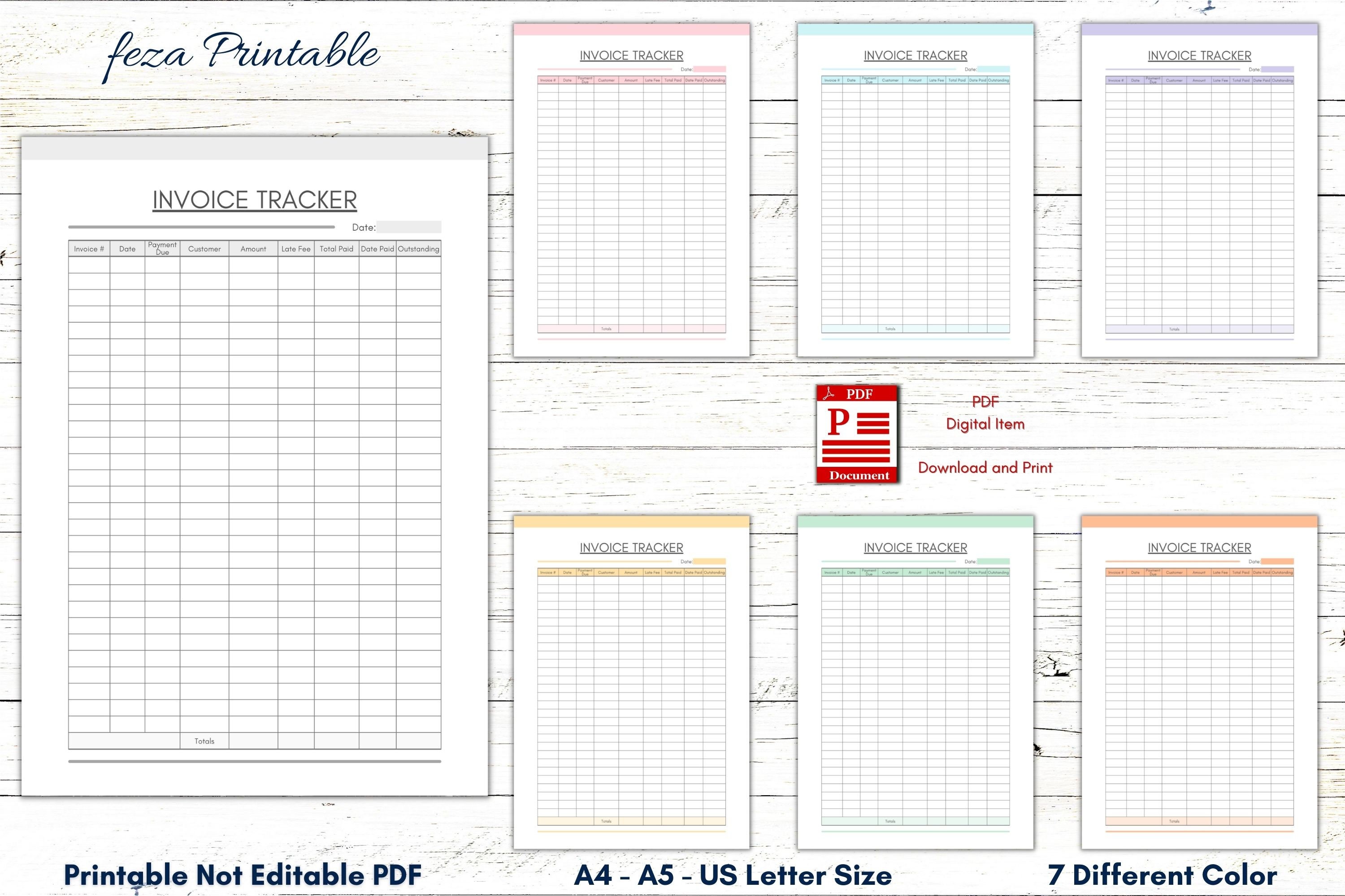 Printable Invoice Tracker Template, Invoice Monitor, Invoice Tracker ...
