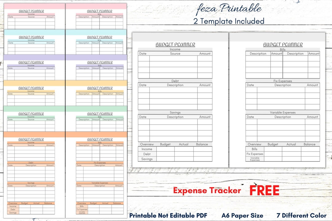 A6 Printable Budget Planner, A6 Expense Tracker, A6 Weekly Budget, A6 ...