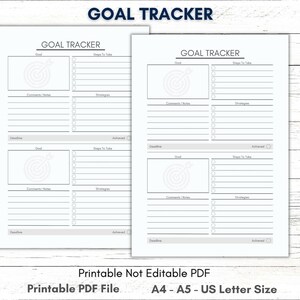 Printable Goal Tracker Printable Goal Planner Printable Goal | Etsy