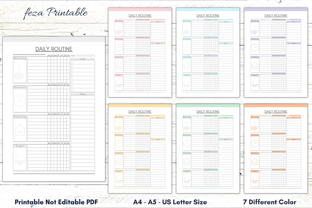 Printable Daily Routine, Daily Routine Chart, Printable Daily Routine Checklist, Daily Routine ...