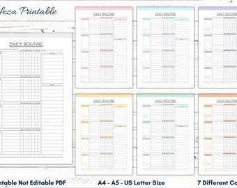 Printable Daily Routine, Daily Routine Chart, Printable Daily routine Checklist, Daily Routine Insert, Daily Routine Sheet, A4, A5, Letter