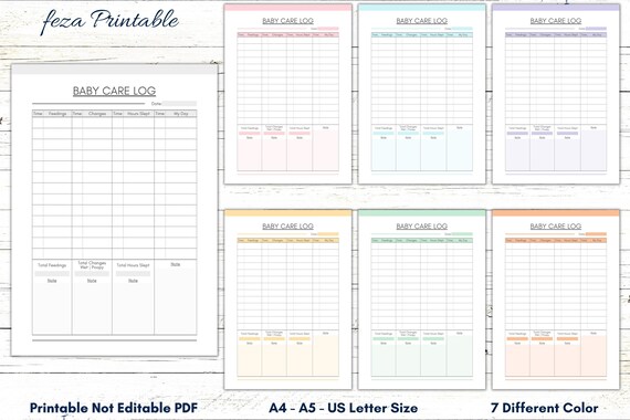 Printable Baby Care Log Baby Care Planner Sheet Baby Care - Etsy