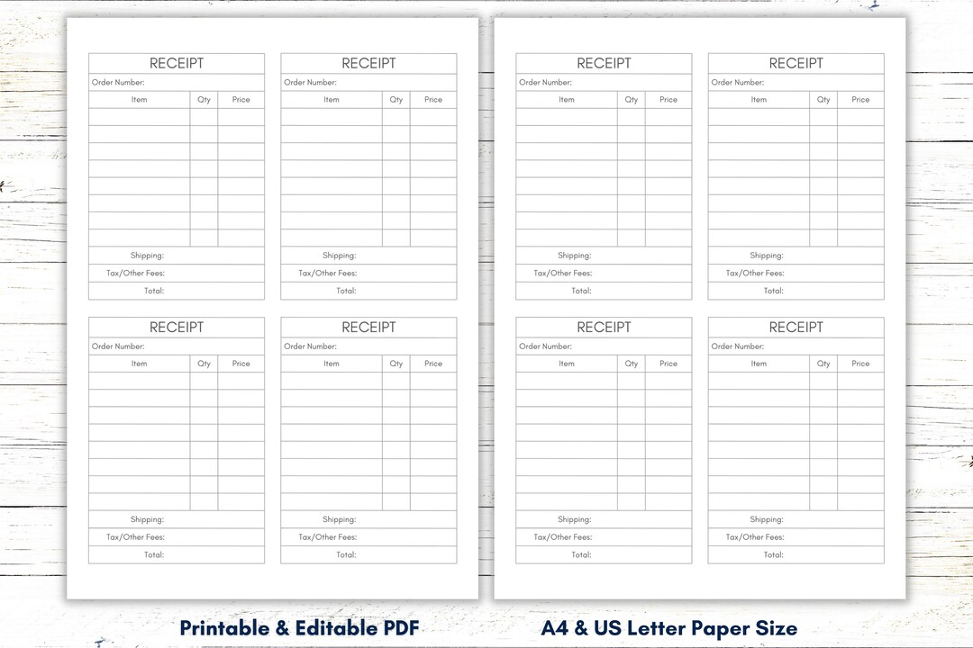 Printable Receipt Card Template, Editable Receipt Cards, Receipt ...