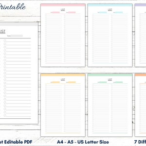 Printable Blank List Template, Blank Checklist Form, Blank List Form, Blank List For Planners, Checklist Template, List Insert, Organizer