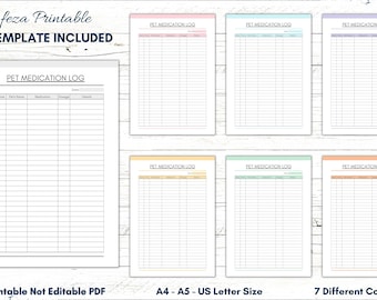 Printable Pet Health Planner, Vaccination & Medication Log (Digital Download)