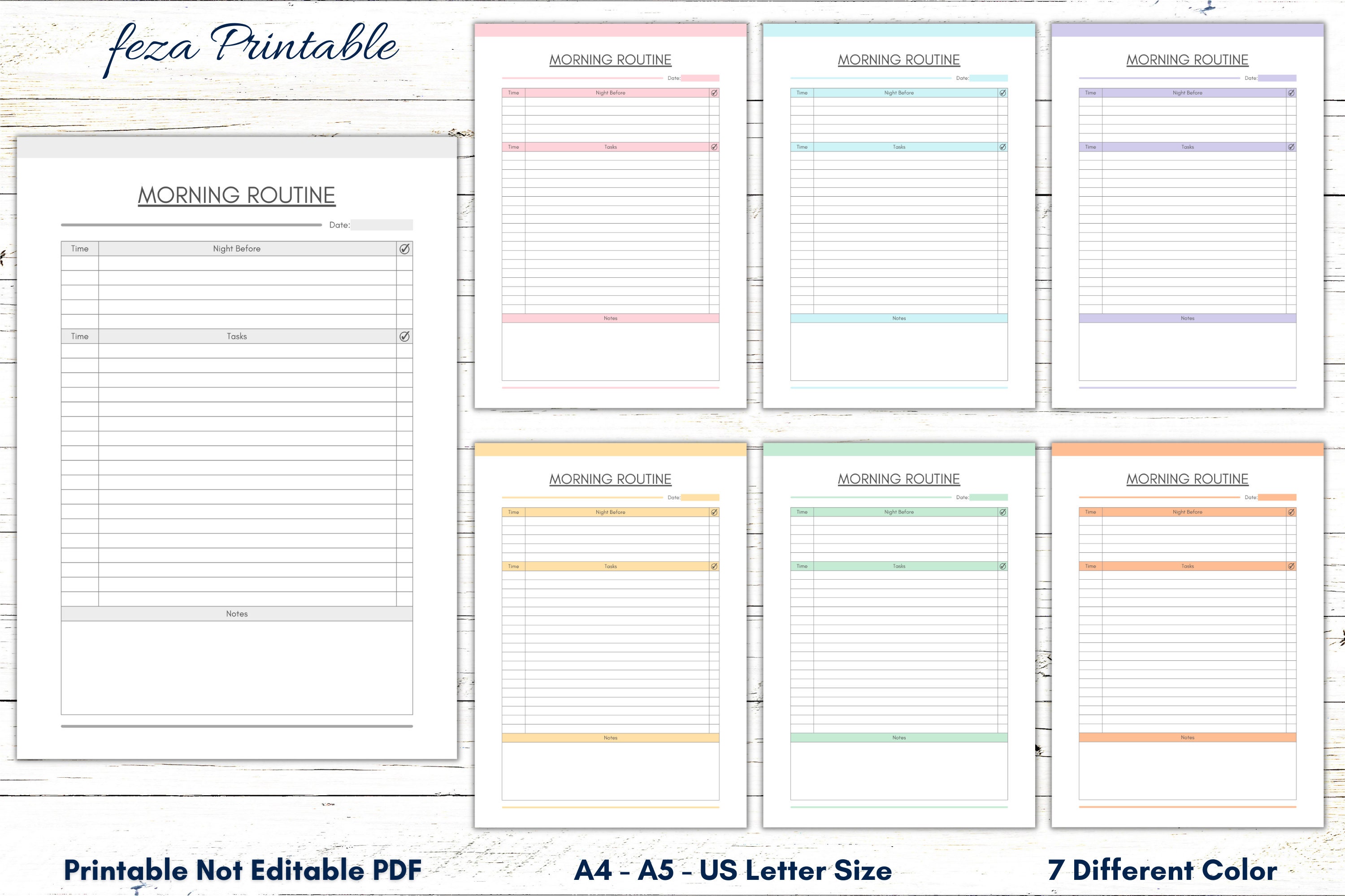 Morning Routine Sheet Printable Template, Morning Routine Log, Morning ...