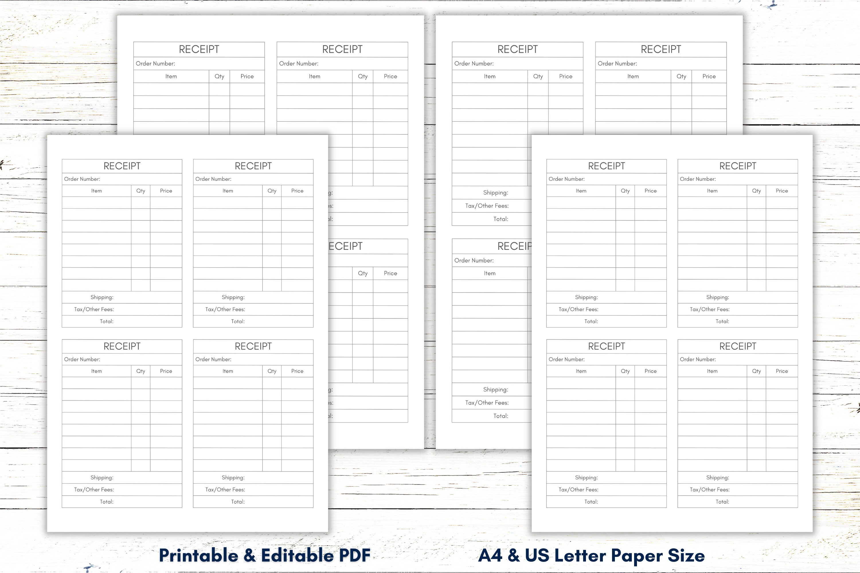 Printable Receipt Card Template, Editable Receipt Cards, Receipt ...