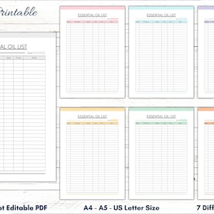 Printable Essential Oil List, Essential Oil Chart, Essential Oil List Template, Essential Oil Sheet, Essential Oil Checklist Printable Form
