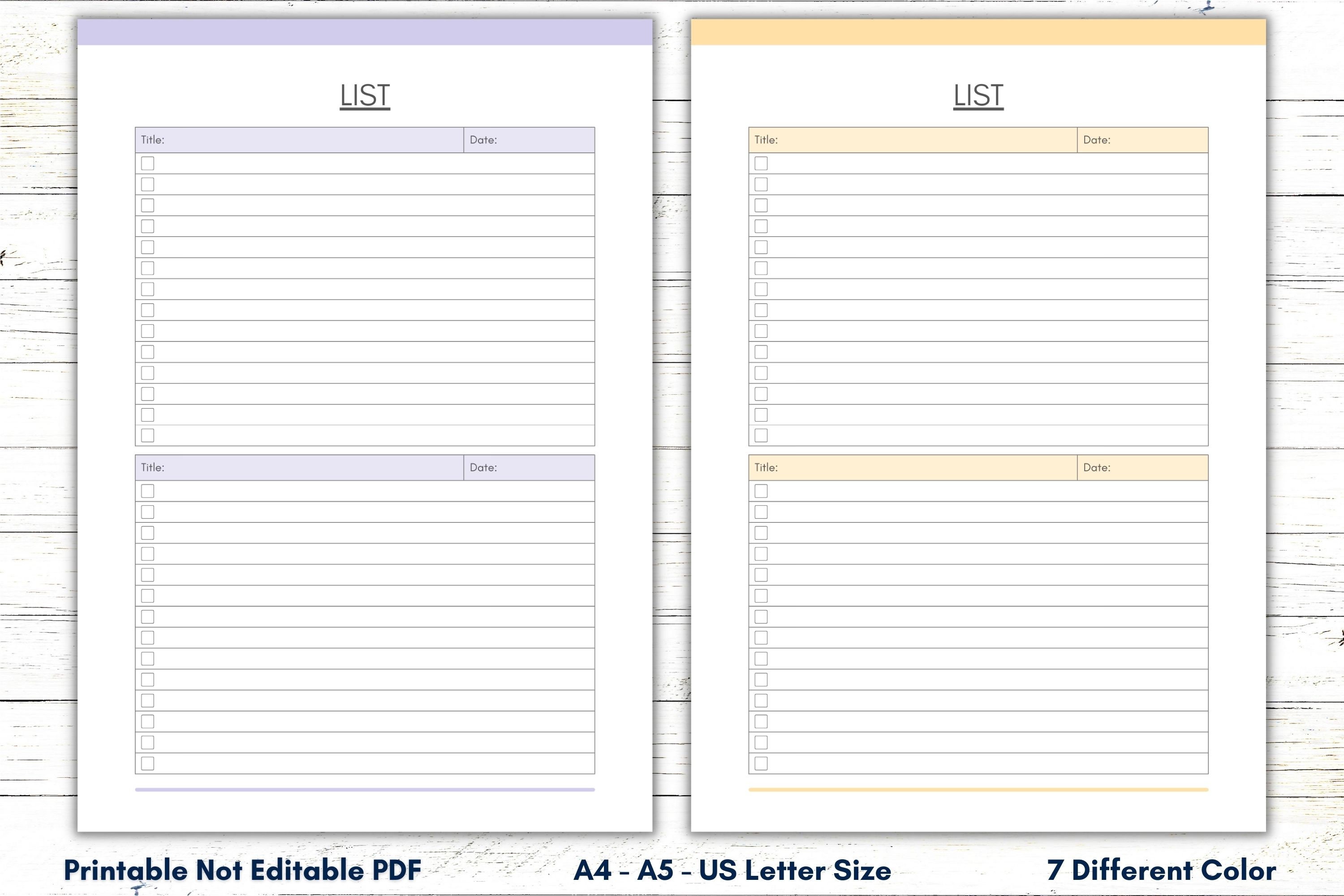 Printable Blank List Template, Blank Checklist Form, Blank List Form ...