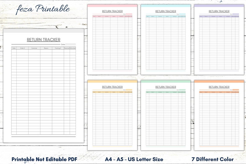 Printable Returns Tracker, Business Returns Sheet, Sales Returns ...