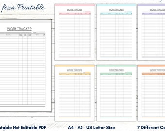Printable Daily Work Tracker, Time Log Sheet (PDF)