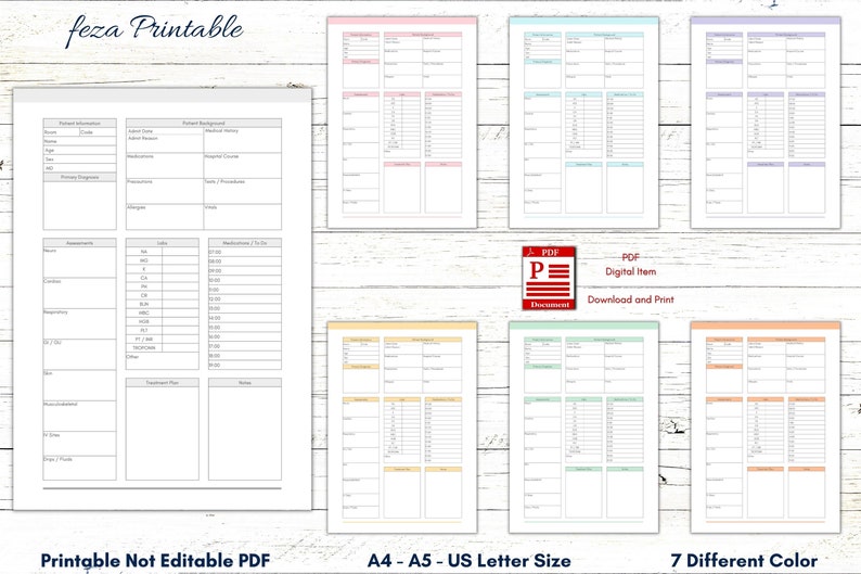 Printable Nurse Report Sheet Nurse Brain Sheet Single Etsy