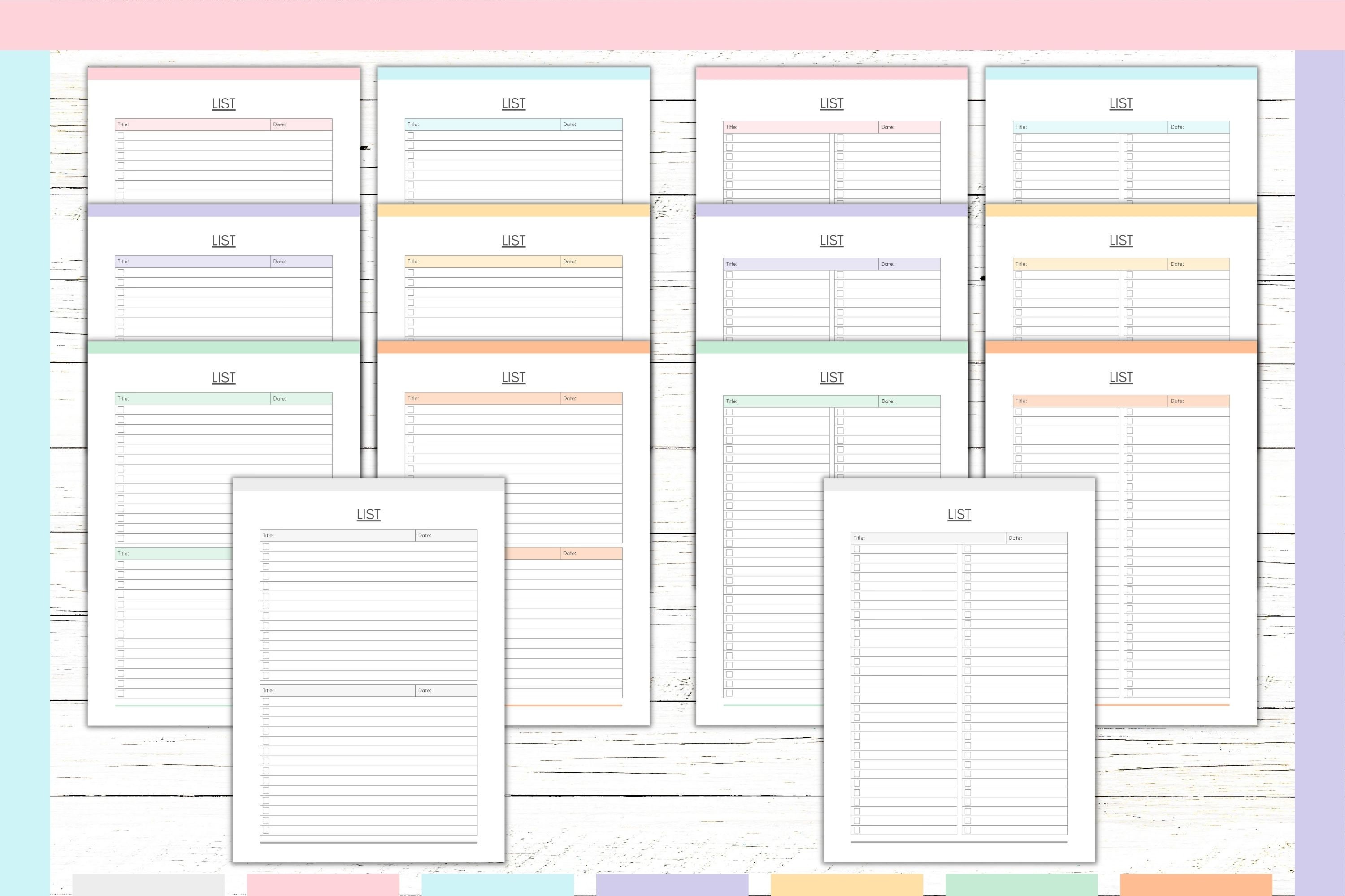 List Sheet.pdf Blank List Template Printable Bundle Blank List Bundle - Etsy Canada