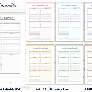 Printable Priority List, Printable Weekly Priorities, Printable Priority Sheet, Printable Priority Insert, Printable Weekly Planner, PDF,