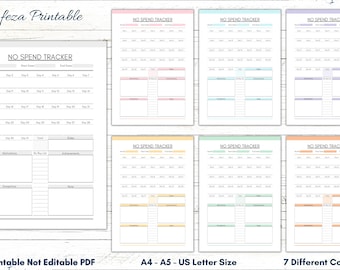 Printable No Spend Tracker, Financial Challenge (Digital Download)