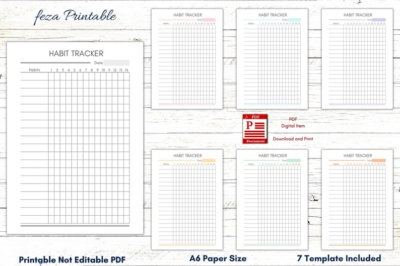 A6 Habit Tracker Printable Template Weekly Habit Tracker A6 - Etsy