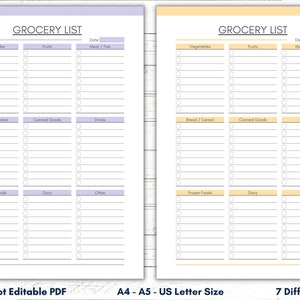 Printable Grocery List Planner Template (Digital Download) image 3
