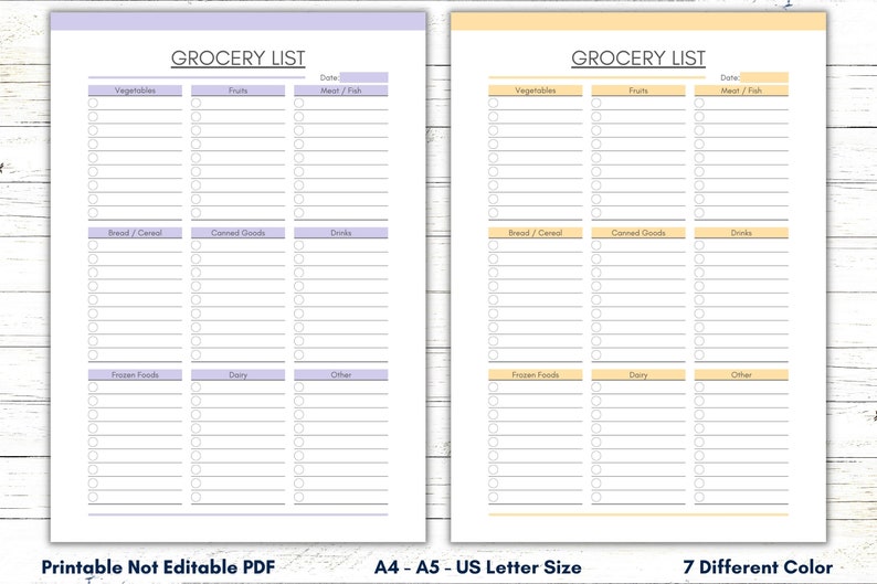 Printable Grocery List Planner Template (Digital Download) image 3