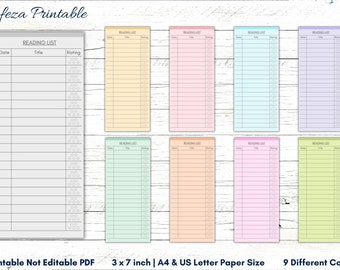 Printable Reading List Bookmark, Reading Tracker (PDF)