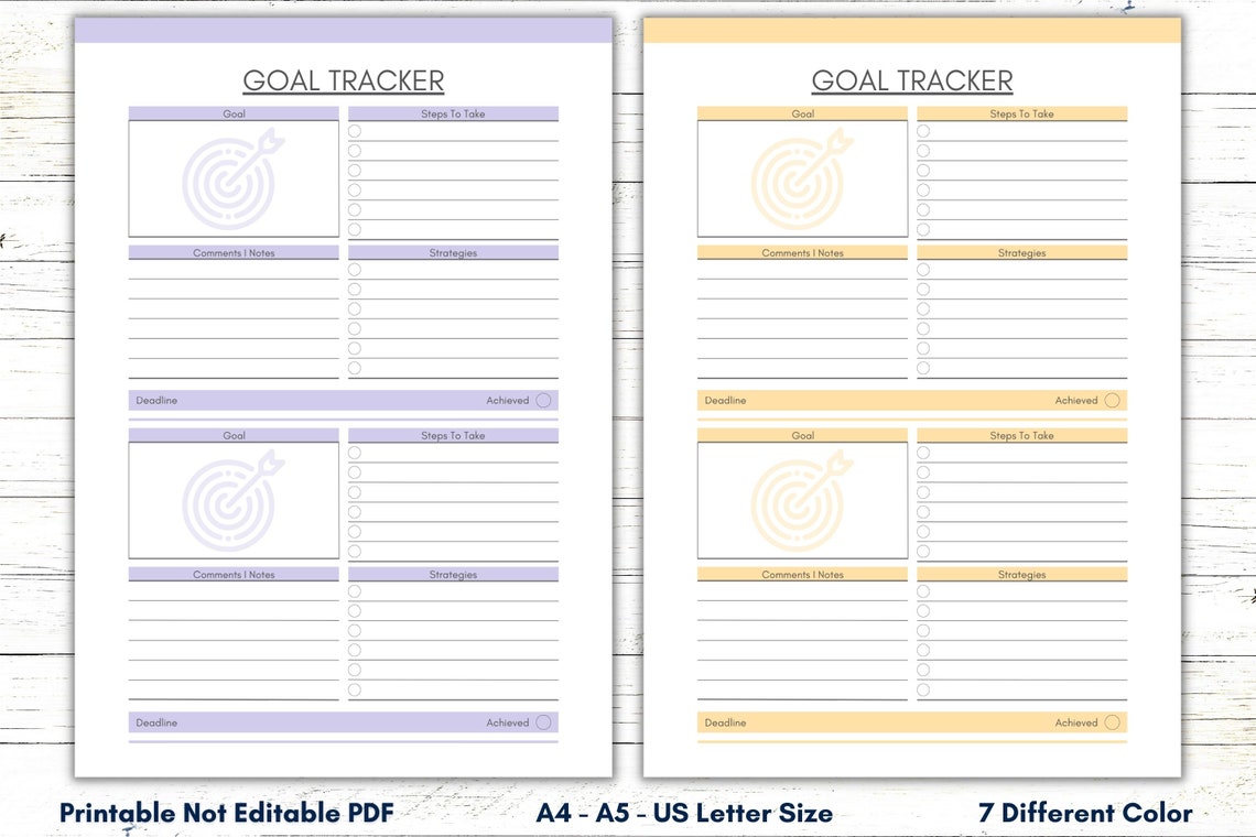 Printable Goal Tracker, Printable Goal Planner, Printable Goal Tracking ...