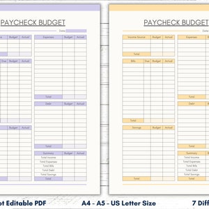 Paycheck Budget Overview Template Printable, Paycheck Budget Printable