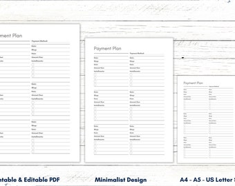 Buy Now Pay Later Tracker, Payment Plan, A4 A5 US Letter (PDF)