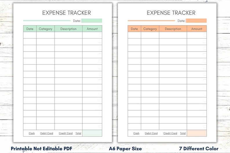 Expense Tracker A6 Printable Template, A6 Expense Log, Budget Tracker ...