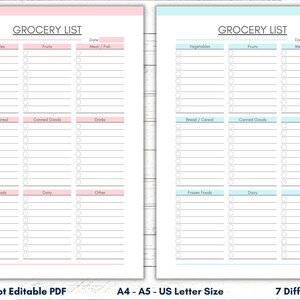 Printable Grocery List Planner Template (Digital Download) image 2