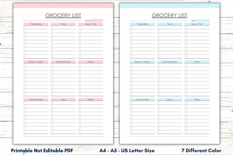 Printable Grocery List Planner Template (Digital Download) image 2
