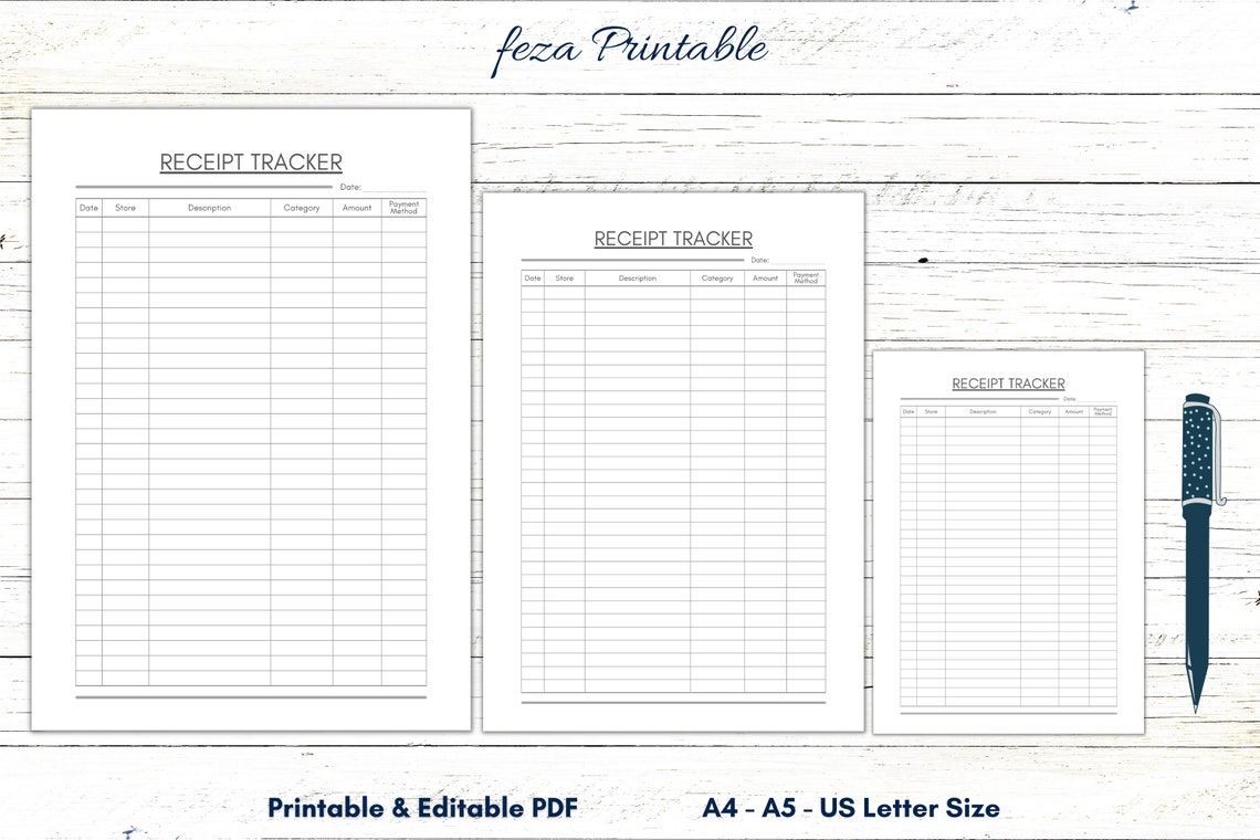 Receipt Tracker Printable Editable, Receipt Planner, Receipt Tracker