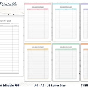Modèle de liste de contenu de boîte imprimable, planificateur de processus de déménagement, insert de planificateur de déménagement, liste de colisage, inventaire d’emballage PDF, feuille d’inventaire de boîte