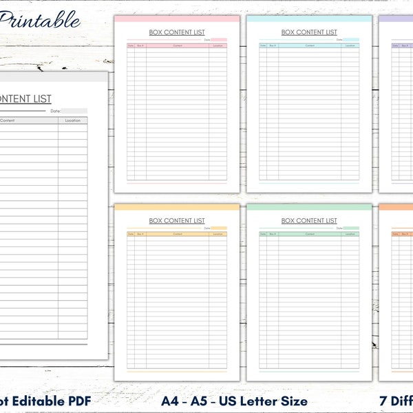 Contents for Box - Etsy