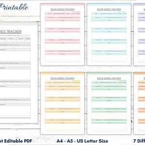 Book Series Tracker Printable, Reading Journal, Reading Series Tracker, Book Series Planner, Reading List Journal, Book Planner Printable