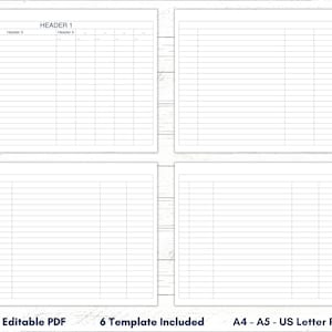 Leeres Spalten-Diagramm-Blatt zum Ausdrucken, bearbeitbares leeres Arbeitsblatt, ausfüllbare leere Spalten-Tabelle, PDF-Vorlage für leere Spalten, ausgekleidete leere Spalten