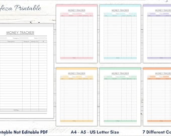 Printable Money Tracker, Personal Finance Log (A4, A5, US Letter) (PDF)