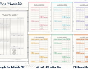 Paycheck Budget Printable, Monthly Budget Planner (Digital Download)
