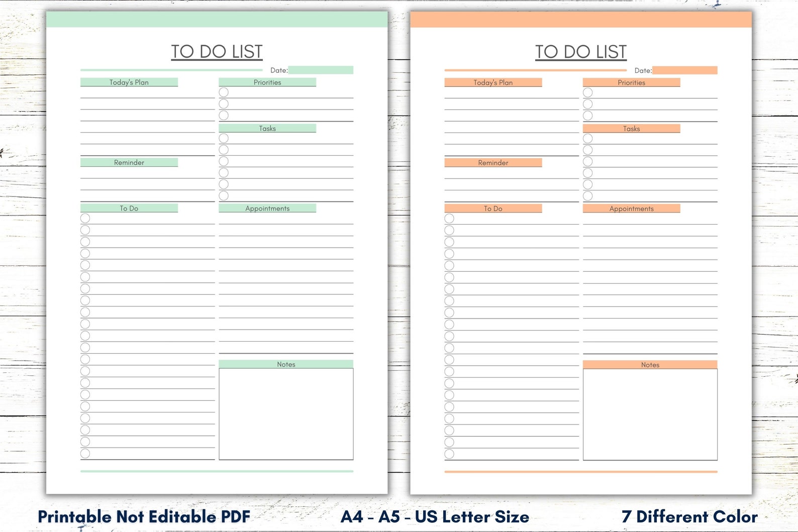 Printable to Do List, 2 Version Printable Minimalist to Do List, Daily ...