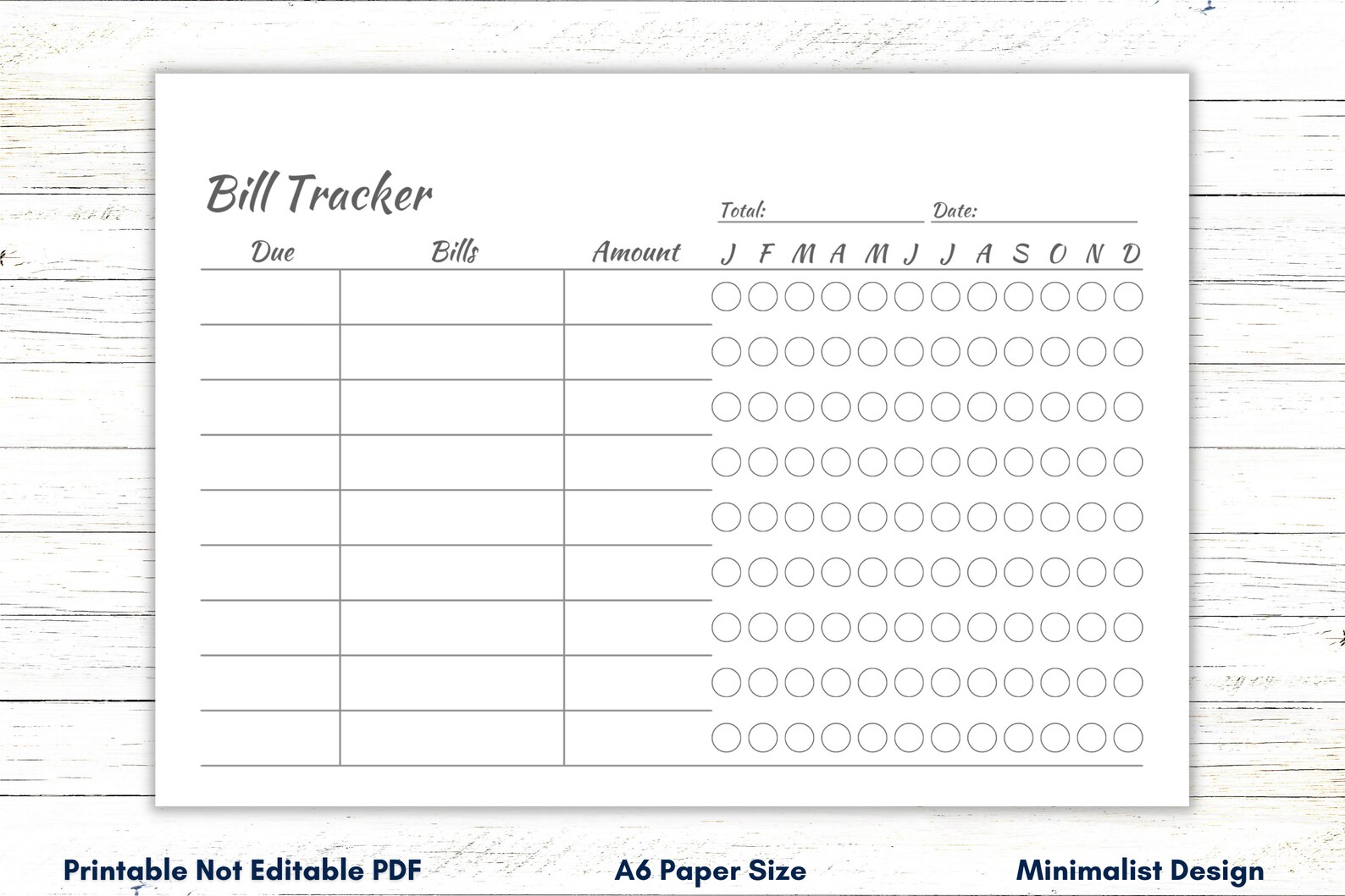 A6 Bill Tracker Printable Template, Bill Organizer, A6 Bills Tracker ...