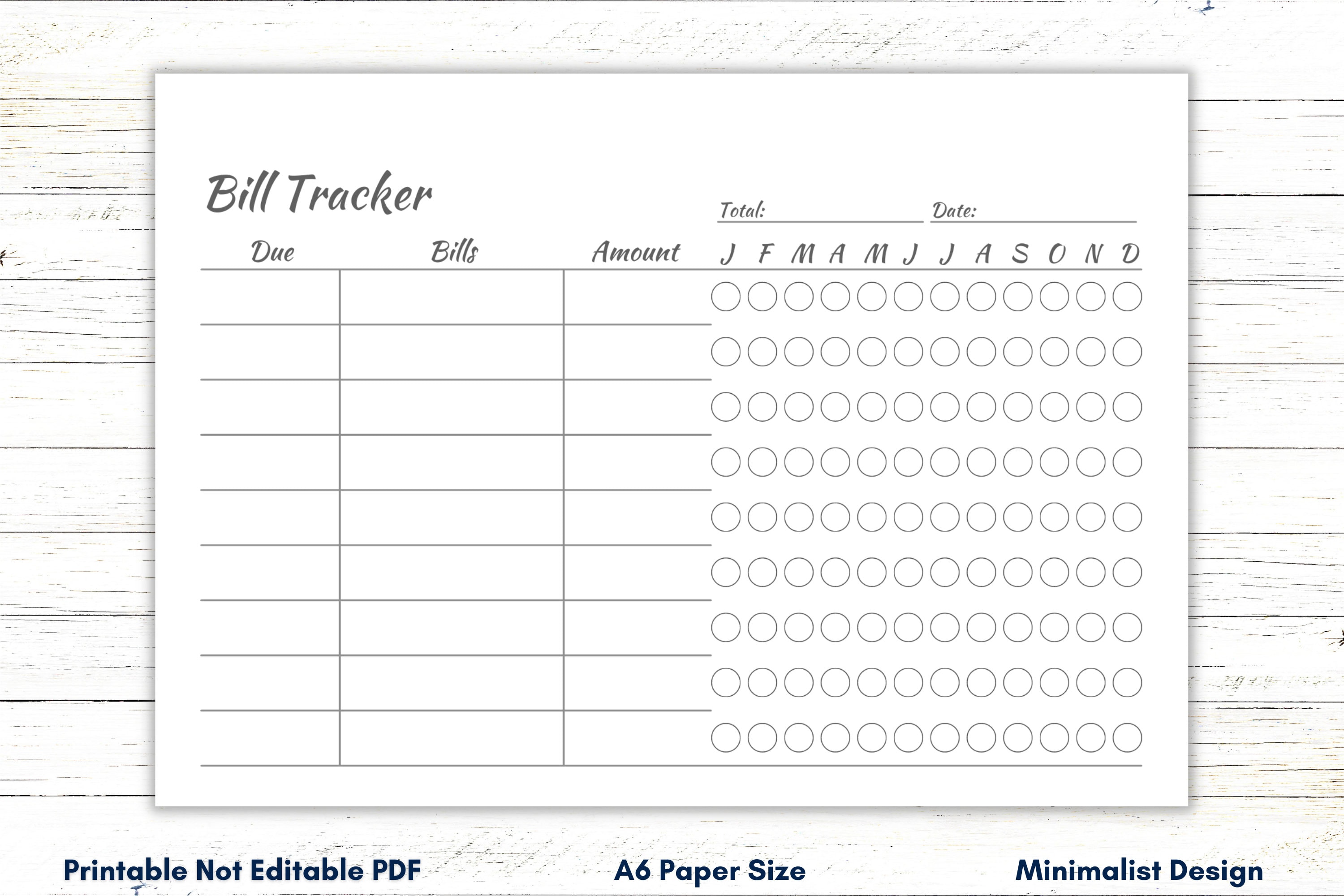 A6 Bill Tracker Printable Template, Bill Organizer, A6 Bills Tracker ...