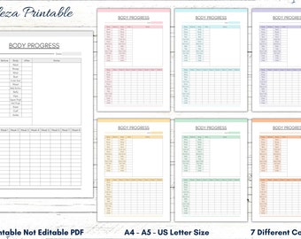 Printable Body Progress Tracker Template, Body Measurements Tracker, Measurement Tracker Printable, Measure Log, Male Female Measurements