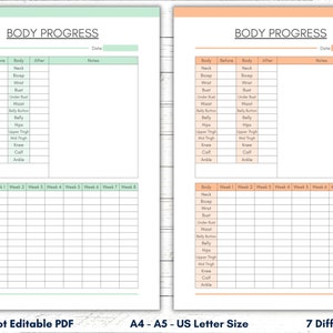 Printable Body Progress Tracker Template, Body Measurements Tracker ...