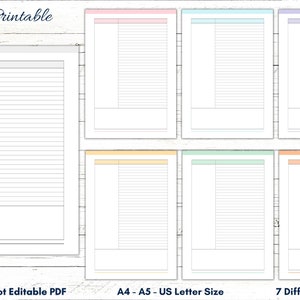 Printable Lined Cornell Notes Template, Cornell Note Taking Method Sheet, Colored Cornell Note Pages, Note Taking System, Lined Cornell Note
