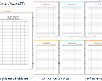 Printable Price Book Template, Price Planner, Budget Planner, Budget Management, Household Management, Price List, Grocery Price Planner