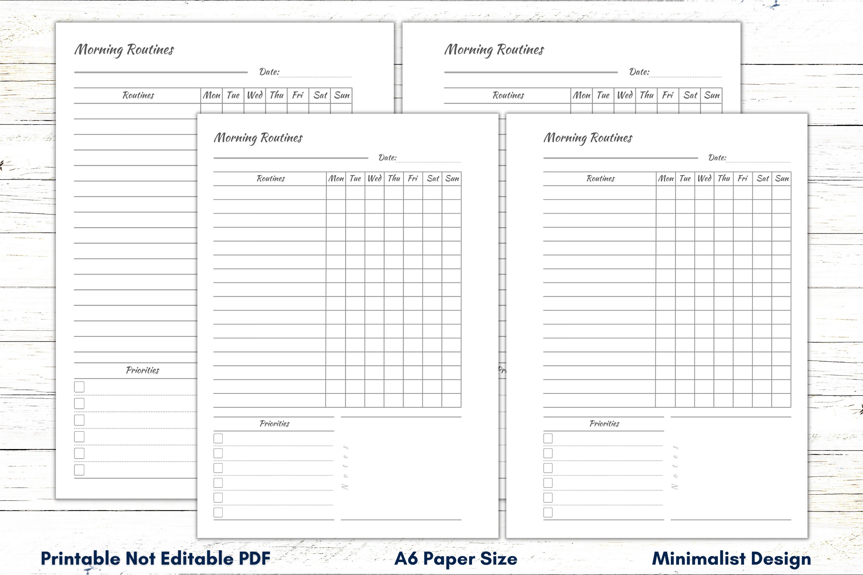 A6 Morning Routine Printable, Morning Routine Chart, Morning Routine ...