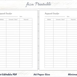 A6 Password Tracker, Password Book, Password Tracker Printable, Password Keeper, Password Organizer, Password Log Book, Password Template