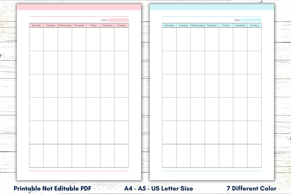 Printable Blank Calendar, Minimalist Calendar, Blank Monthly Organizer ...