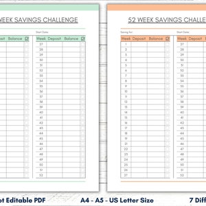 Printable 52 Week Savings Challenge Savings Challenge - Etsy