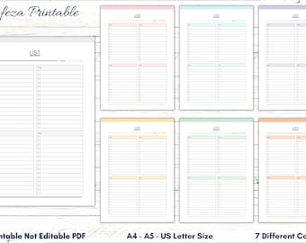 Blank List Template, Printable Checklist, Bullet Journal (PDF)