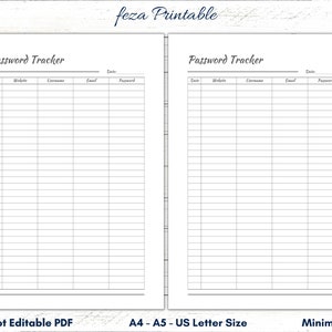 Password Tracker Printable, Password Book, Password Keeper, Password Log Template, Password Organizer, Password Template, Password Log Book
